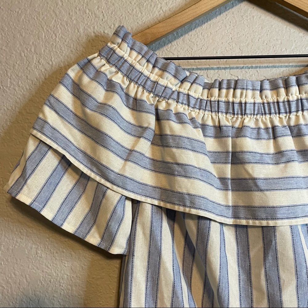 Lumiere Off Shoulder Ruffle Striped Blouse - Picture 3 of 10